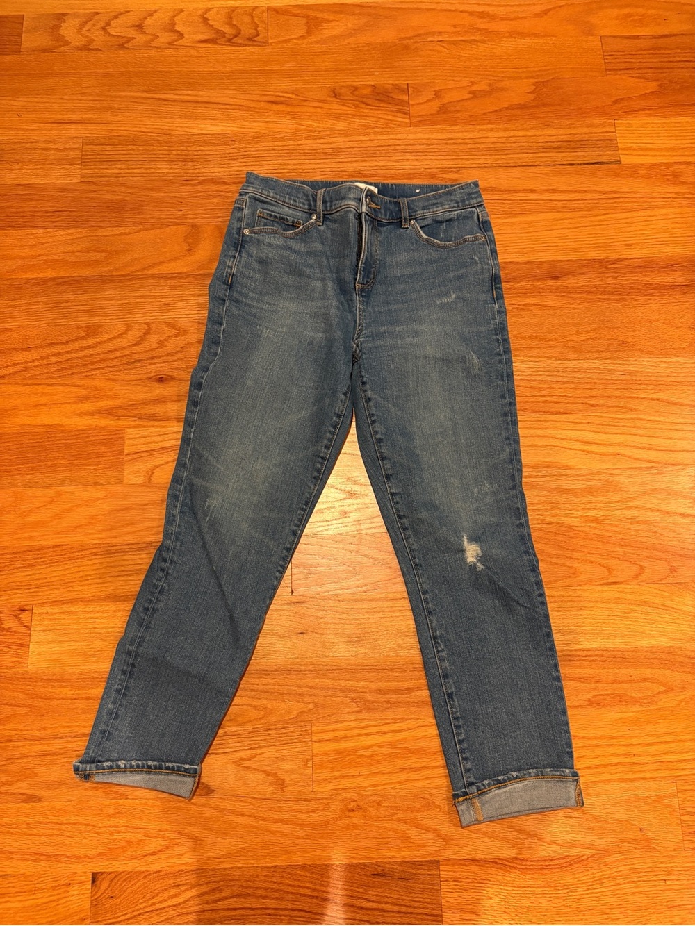 Loft The Girlfriend Classic Women's Blue Denim Jeans Mid Rise Relaxed